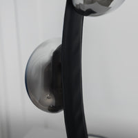 Kinþasa Black Leather Three Smoked Glass Table Lamp - Heka Lighting & Trading Limited
