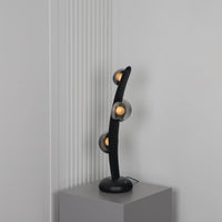 Kinþasa Black Leather Three Smoked Glass Table Lamp - Heka Lighting & Trading Limited