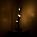 Kinþasa Black Leather Three Smoked Glass Table Lamp - Heka Lighting & Trading Limited