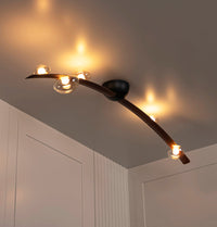 Kinþasa Brown Leather Five Honey Glass Flush Mount Ceiling Light - Heka Lighting & Trading Limited