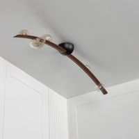 Kinþasa Brown Leather Five Honey Glass Flush Mount Ceiling Light - Heka Lighting & Trading Limited