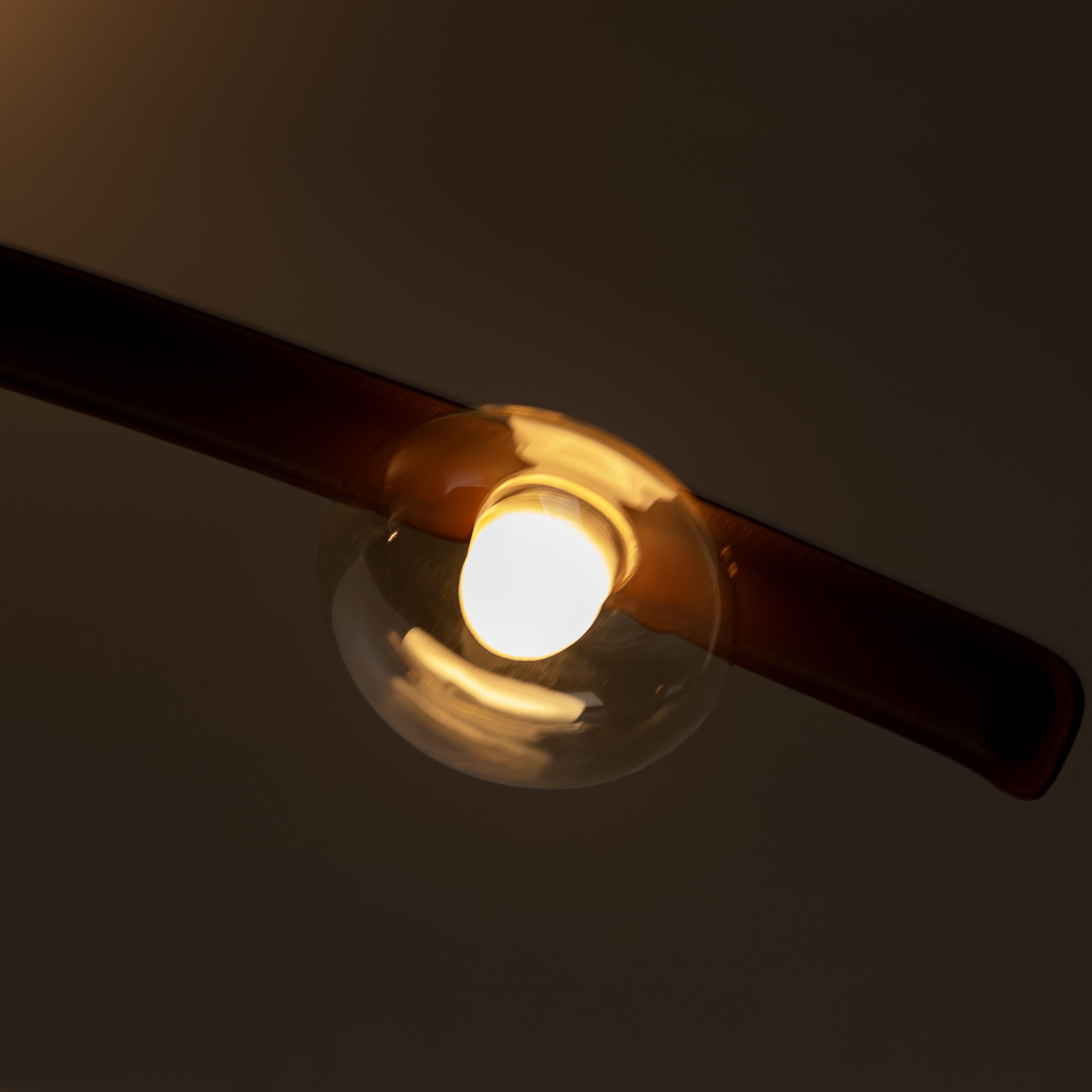 Kinþasa Brown Leather Five Honey Glass Flush Mount Ceiling Light - Heka Lighting & Trading Limited