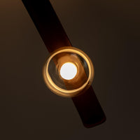 Kinþasa Brown Leather Five Honey Glass Flush Mount Ceiling Light - Heka Lighting & Trading Limited