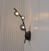 Kinshasa Black Leather Three Smoked Glass Wall Sconce - Heka Lighting & Trading Limited