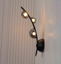 Kinshasa Black Leather Three Smoked Glass Wall Sconce - Heka Lighting & Trading Limited