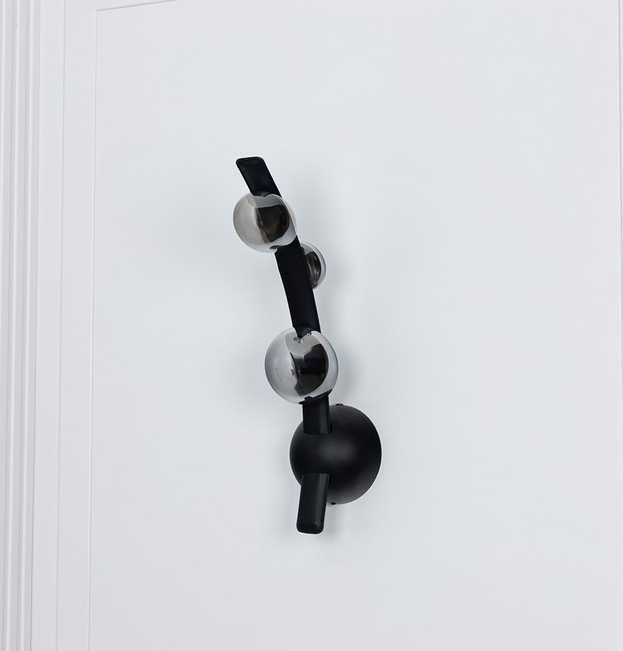 Kinshasa Black Leather Three Smoked Glass Wall Sconce - Heka Lighting & Trading Limited