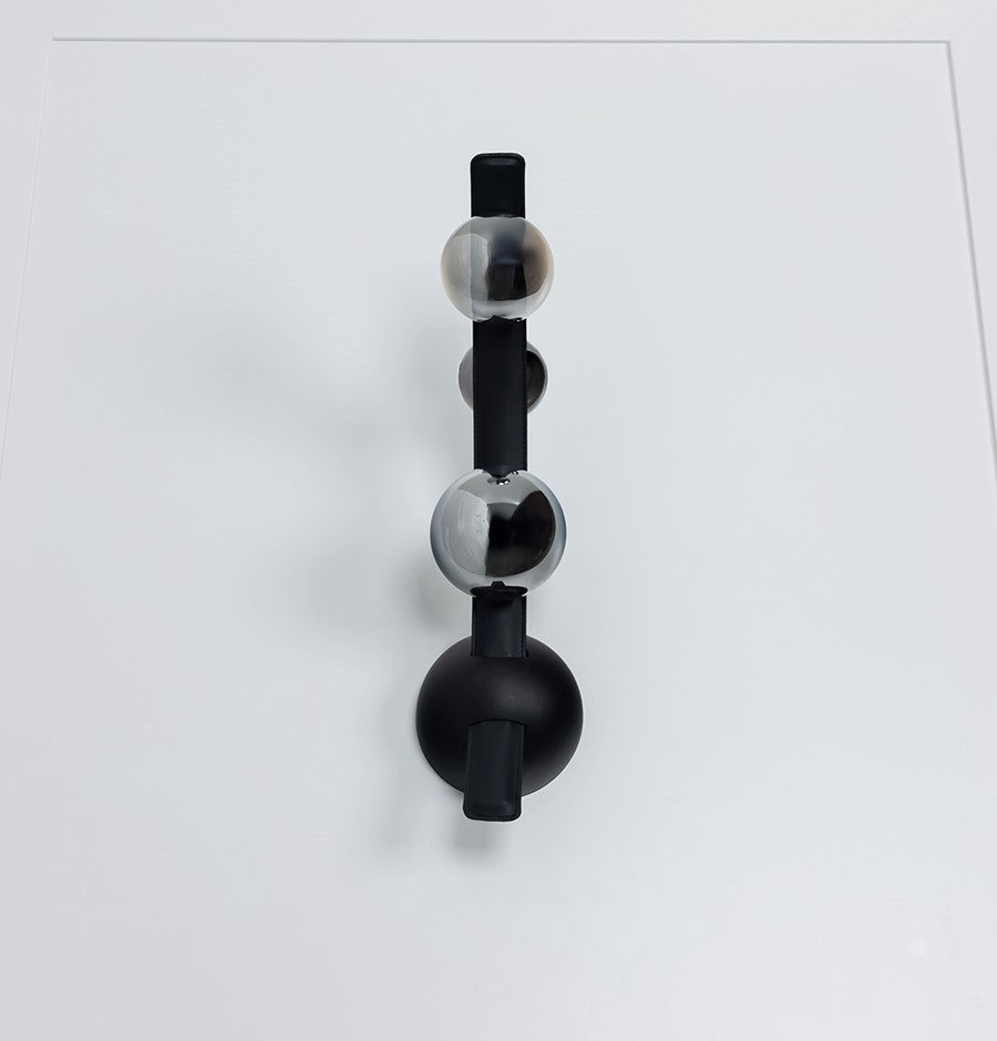 Kinshasa Black Leather Three Smoked Glass Wall Sconce - Heka Lighting & Trading Limited