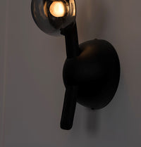 Kinshasa Black Leather Three Smoked Glass Wall Sconce - Heka Lighting & Trading Limited