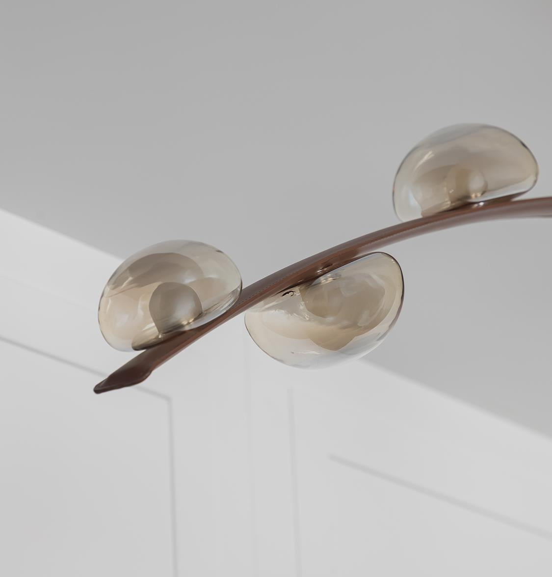Kinshasa Brown Leather Four Honey Glass Flush Mount Ceiling Light - Heka Lighting & Trading Limited