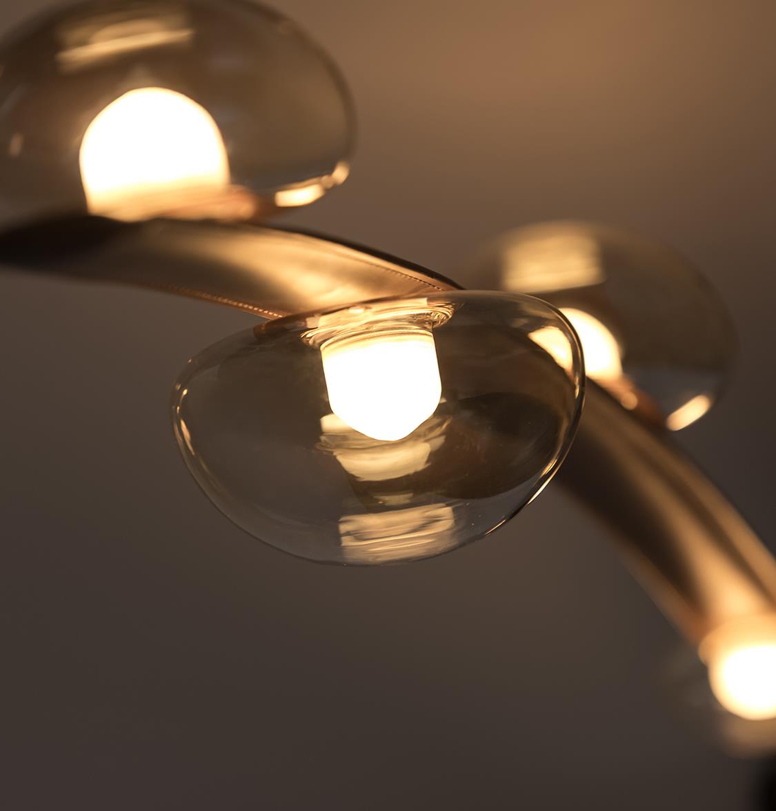 Kinshasa Brown Leather Four Honey Glass Flush Mount Ceiling Light - Heka Lighting & Trading Limited