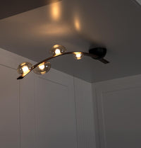 Kinshasa Brown Leather Four Honey Glass Flush Mount Ceiling Light - Heka Lighting & Trading Limited