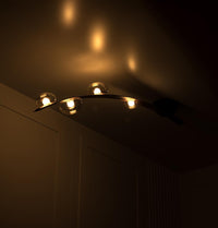 Kinshasa Brown Leather Four Honey Glass Flush Mount Ceiling Light - Heka Lighting & Trading Limited