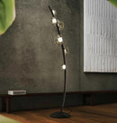 Labranda 6 Smoked Glass Black Leather Floor Lamp - Heka Lighting & Trading Limited