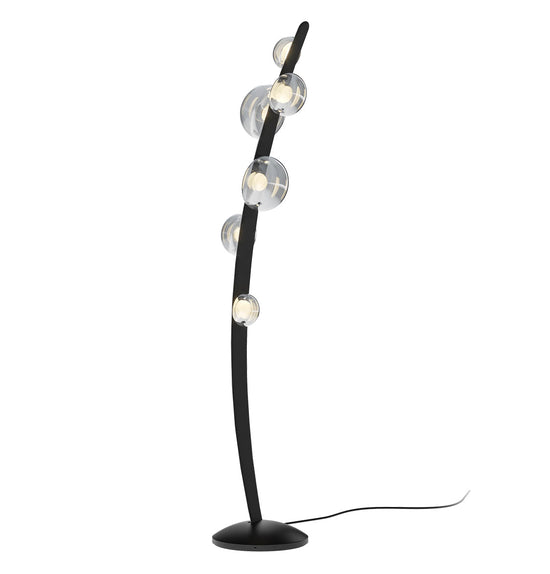 Labranda 6 Smoked Glass Black Leather Floor Lamp