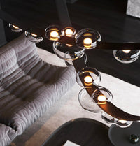 Labranda 7-Piece Honey Glass Brown Leather Belted Chandelier - Heka Lighting & Trading Limited