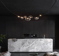 Labranda 7-Piece Smoked Glass Black Leather Belted Chandelier - Heka Lighting & Trading Limited