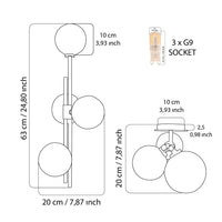 Likya Soft Three Glass Wall Sconce - Black - Heka Lighting & Trading Limited