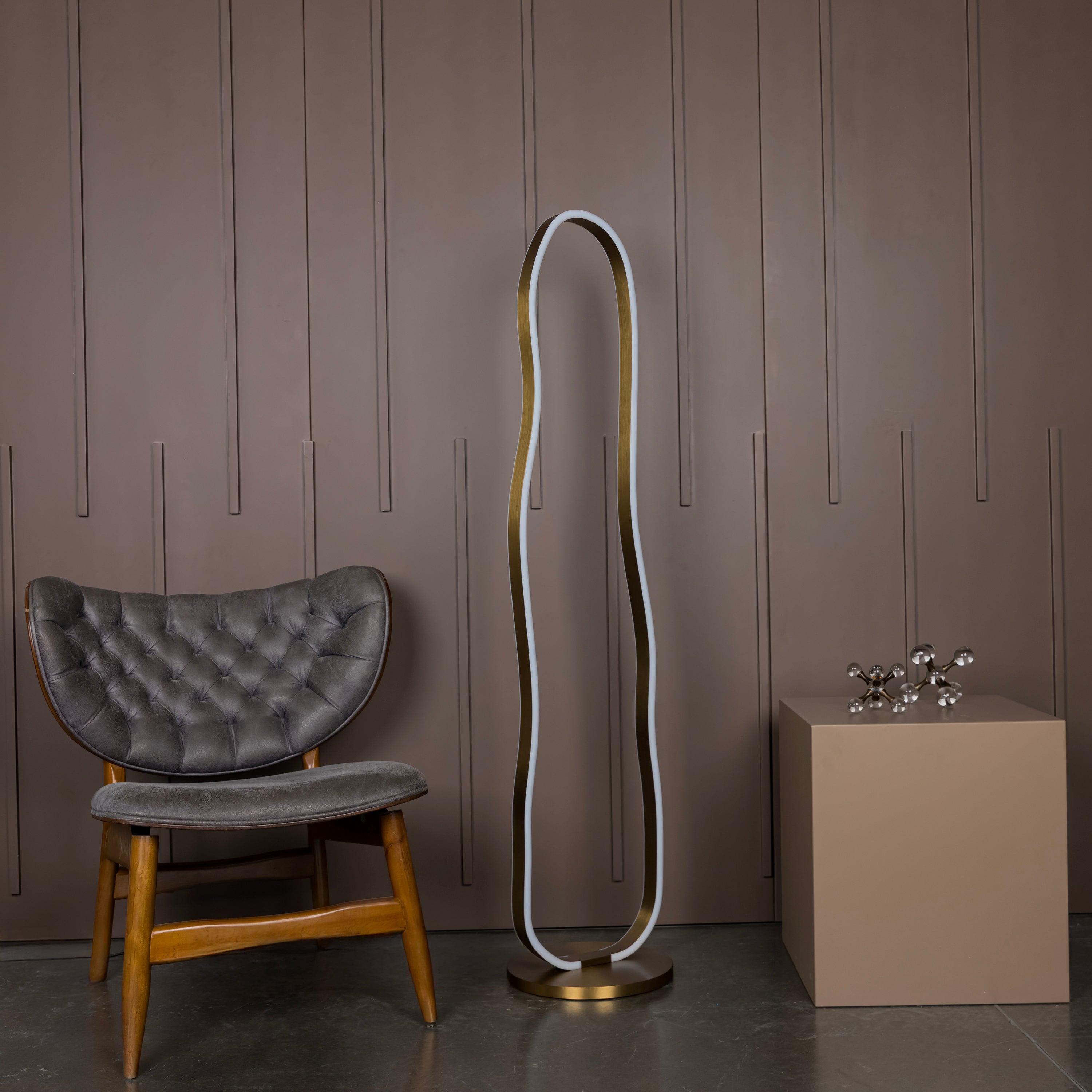 Marsis Stainless Brushed Brass Floor Lamp - Heka Lighting & Trading Limited