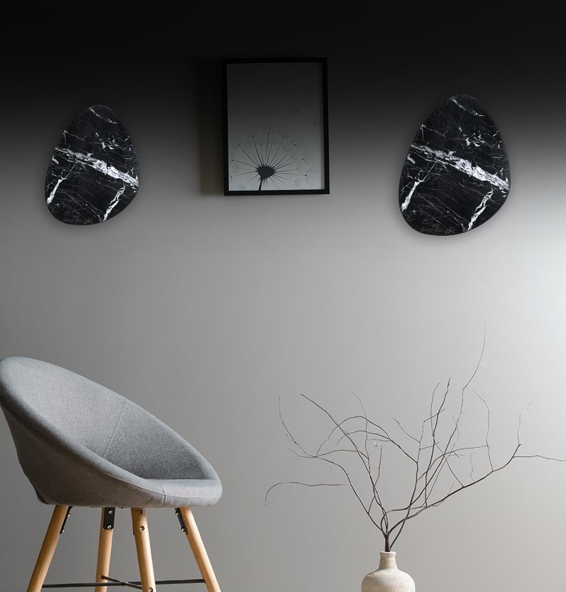 Medusa Black Marbled Led Wall Sconce 38 Cm - Heka Lighting & Trading Limited