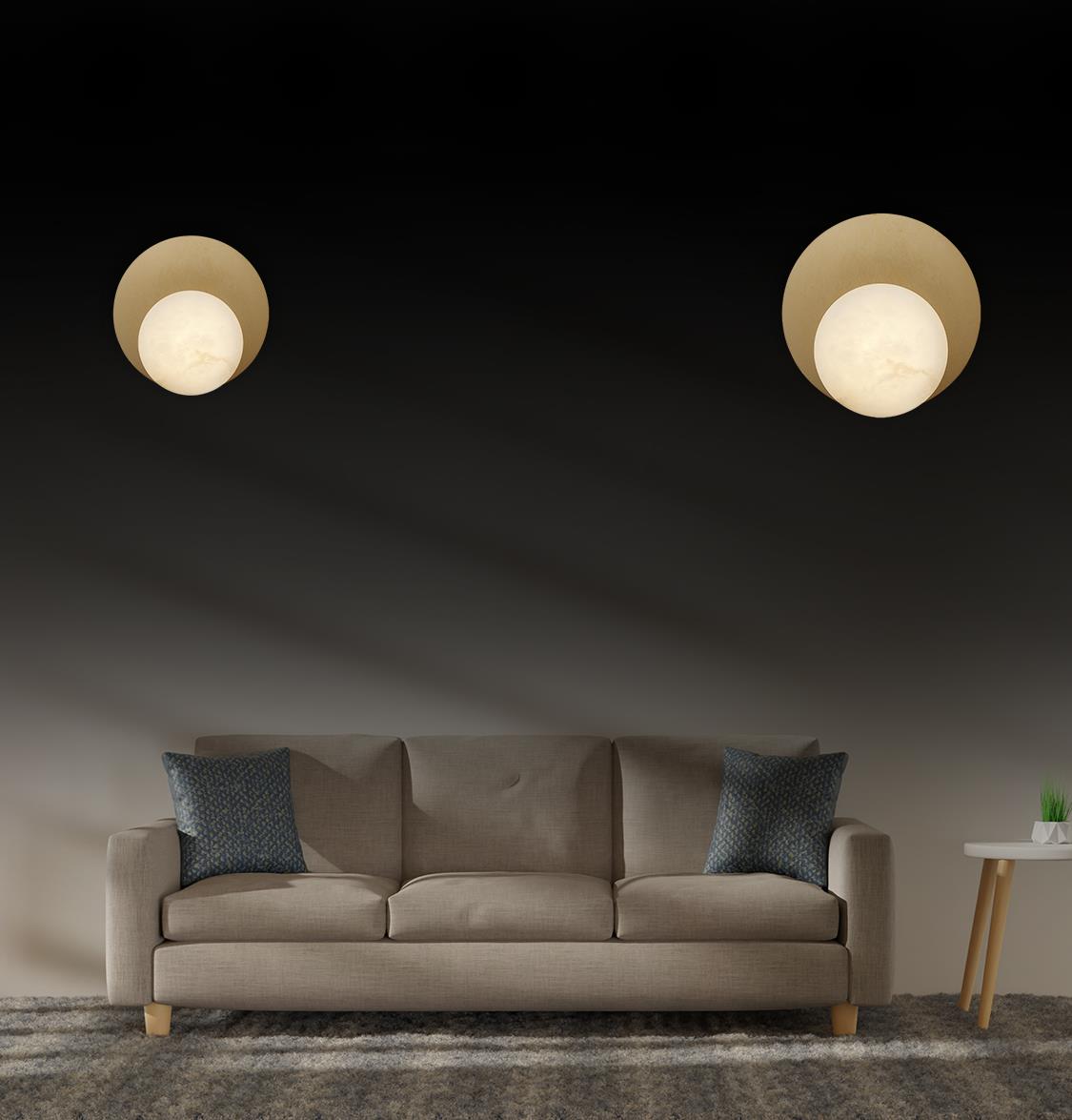 Meissa White Marble Brushed Brass Wall Sconce 13 Cm - Heka Lighting & Trading Limited