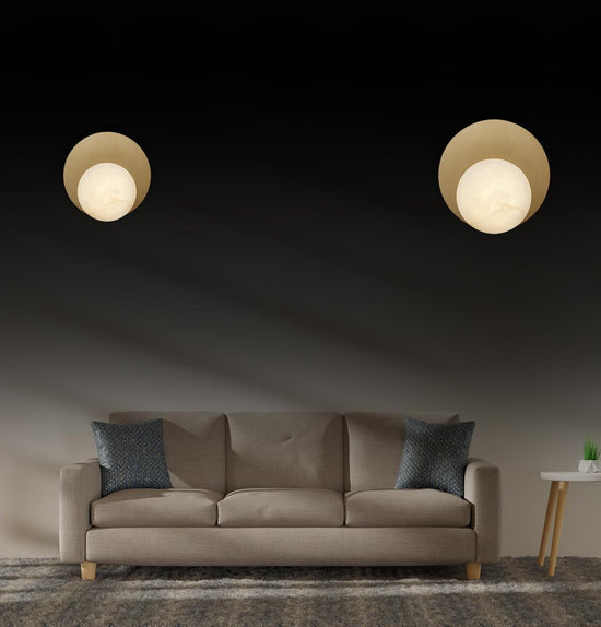 Meissa White Marble Brushed Brass Wall Sconce 16 Cm