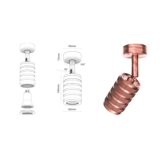 Mia Copper Serrated Spotlight 6X14 Cm