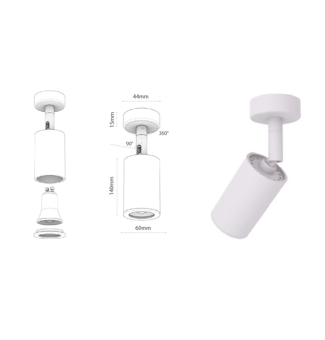 Mia White Flat Spot 6x14 Cm - Heka Lighting & Trading Limited