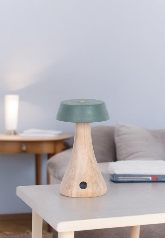 Morchella Rechargeable Green Table Lamp