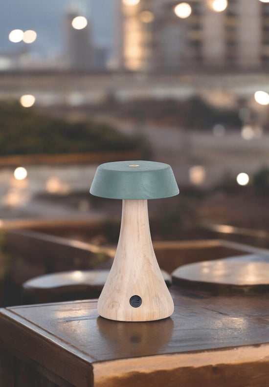 Morchella Rechargeable Green Table Lamp