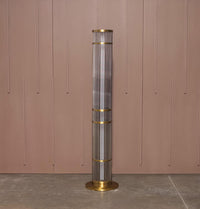 Nablus Transparent Glass Stick Brushed Brass Floor Lamp - Heka Lighting & Trading Limited