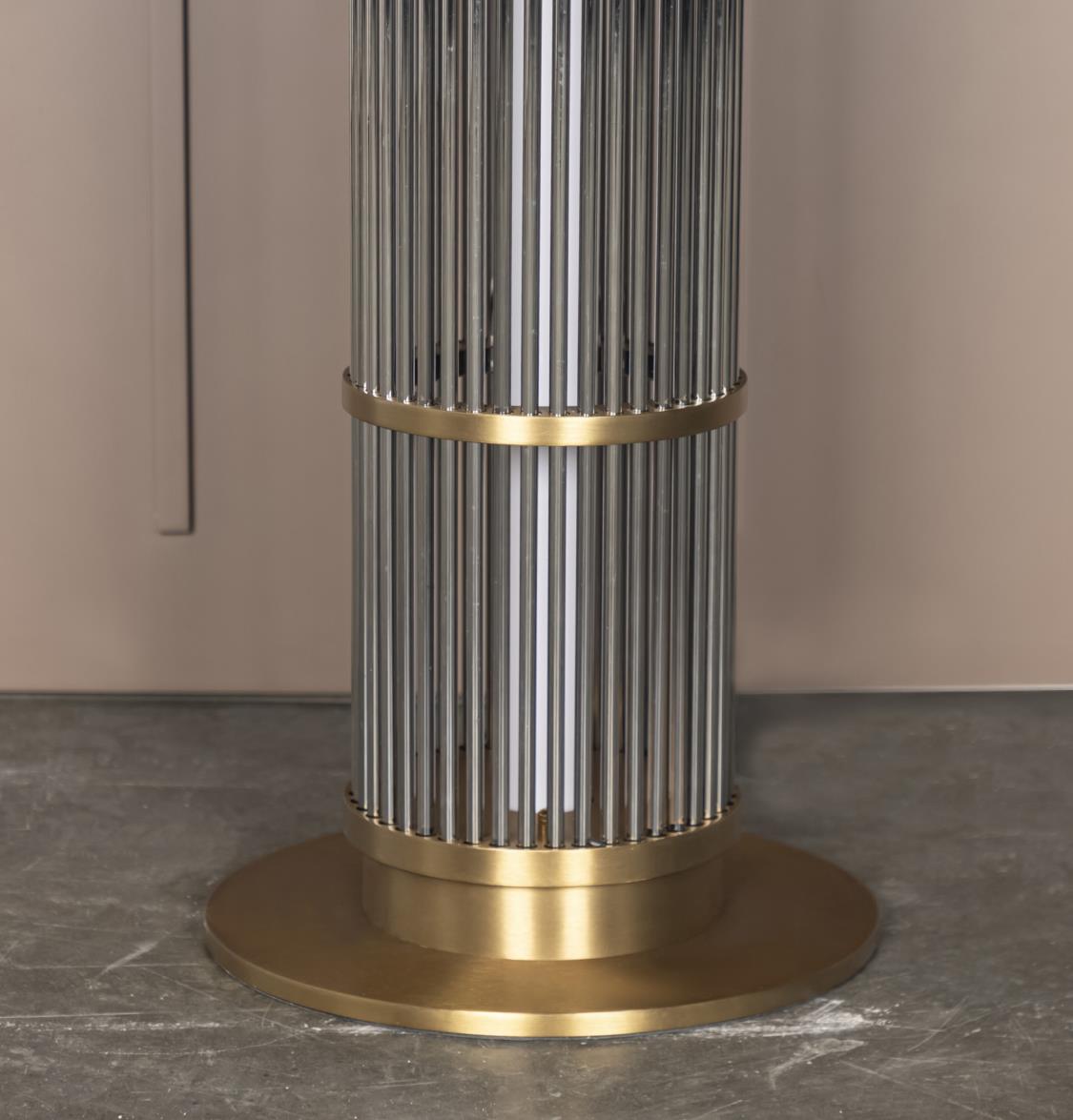 Nablus Transparent Glass Stick Brushed Brass Floor Lamp - Heka Lighting & Trading Limited
