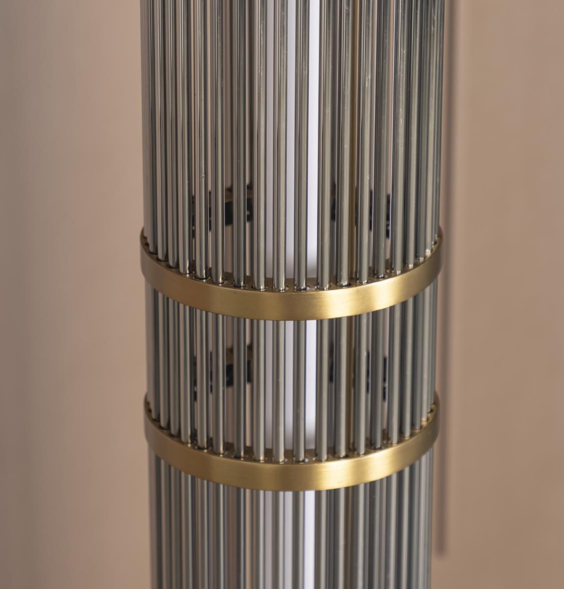 Nablus Transparent Glass Stick Brushed Brass Floor Lamp - Heka Lighting & Trading Limited