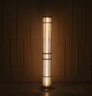 Nablus Transparent Glass Stick Brushed Brass Floor Lamp - Heka Lighting & Trading Limited