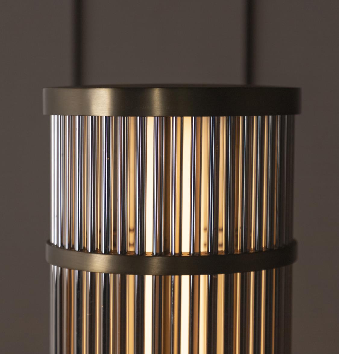 Nablus Transparent Glass Stick Brushed Brass Floor Lamp - Heka Lighting & Trading Limited