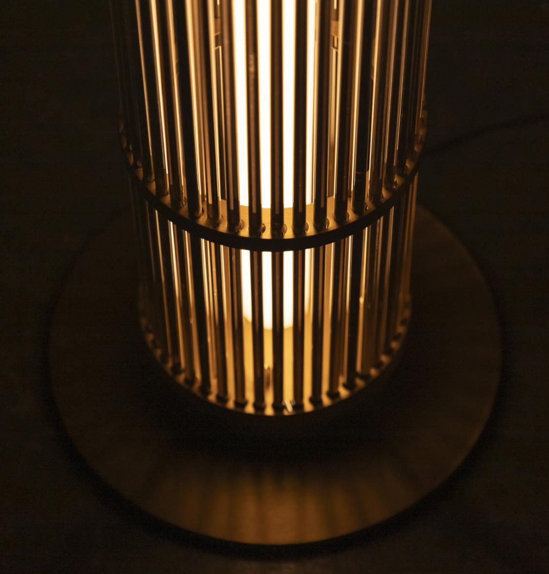 Nablus Transparent Glass Stick Brushed Brass Floor Lamp - Heka Lighting & Trading Limited