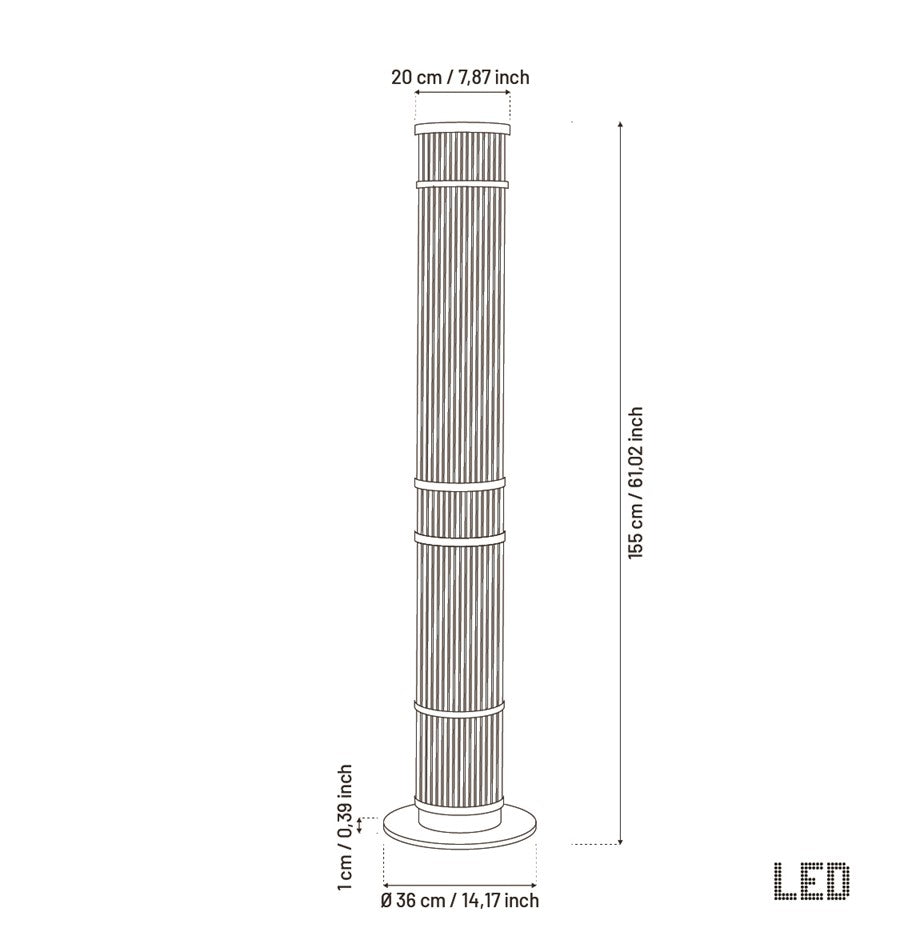 Nablus Transparent Glass Stick Brushed Brass Floor Lamp - Heka Lighting & Trading Limited