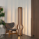 Naramata Wood Brushed Brass Brown Floor Lamp - Heka Lighting & Trading Limited