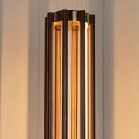 Naramata Wood Brushed Brass Brown Floor Lamp - Heka Lighting & Trading Limited