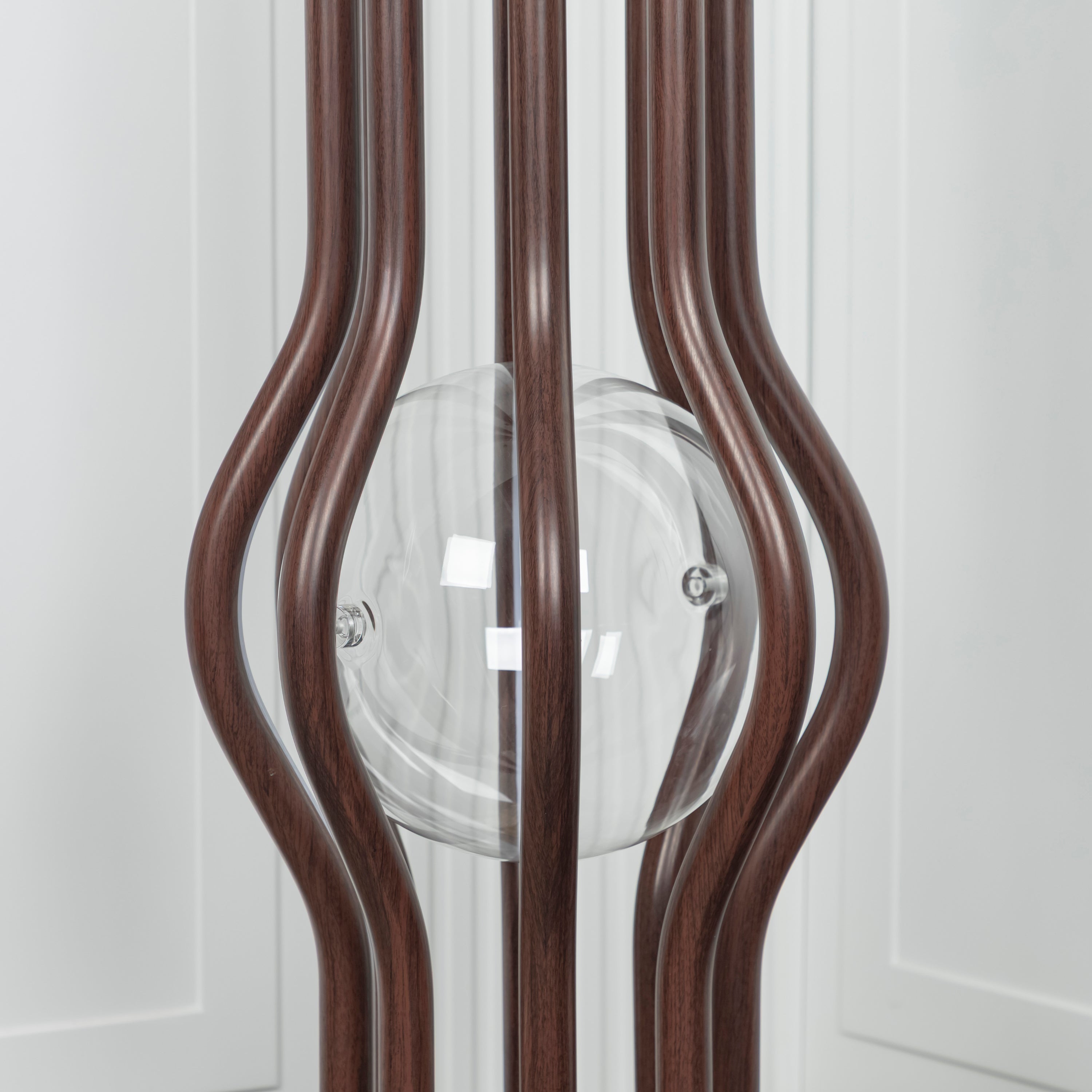 Naramata Wood Brushed Brass Brown Floor Lamp - Heka Lighting & Trading Limited
