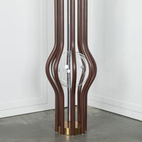 Naramata Wood Brushed Brass Brown Floor Lamp - Heka Lighting & Trading Limited