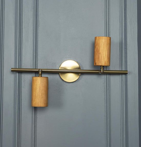 Niagara Set Of 2 Wood Brushed Brass Wall Sconce