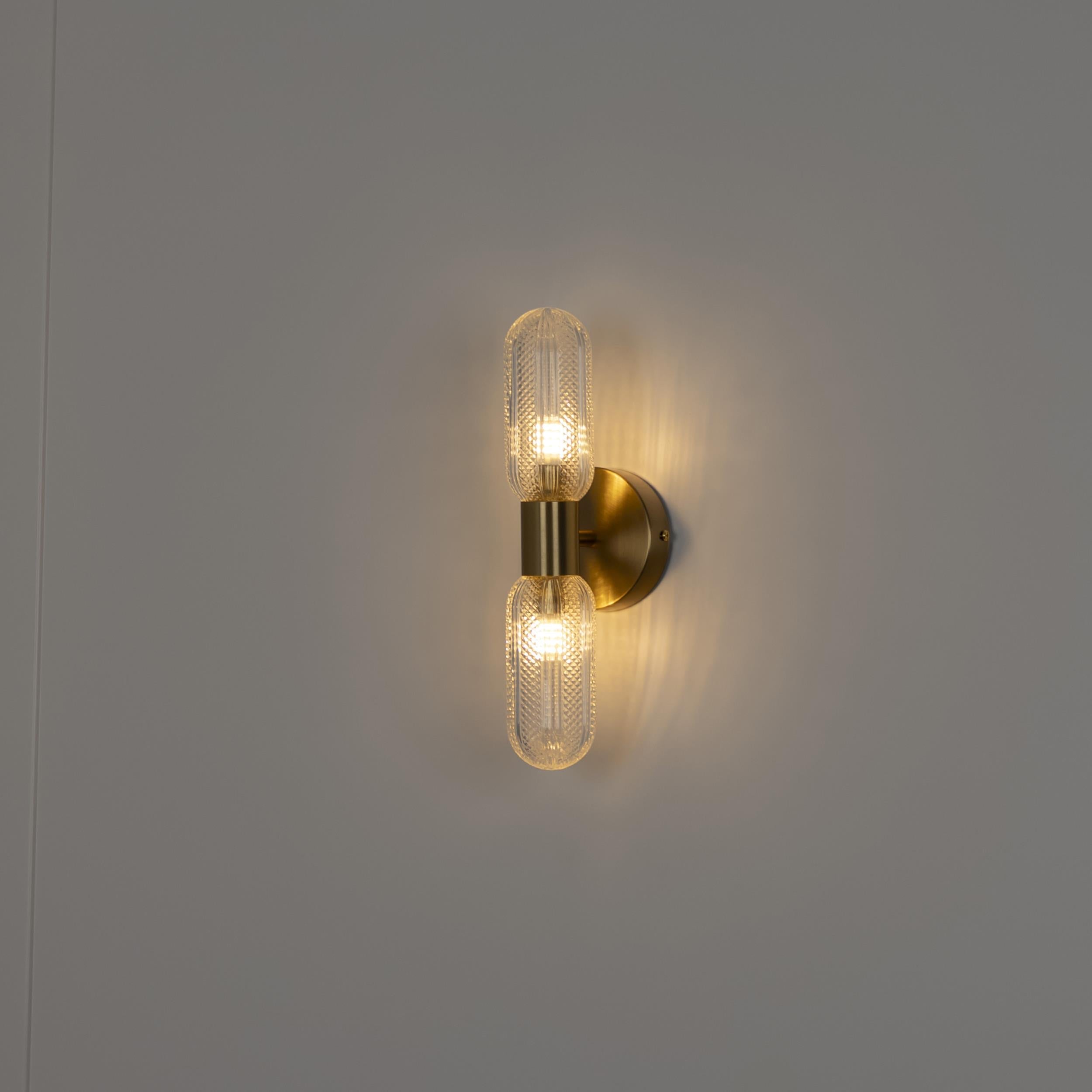 Ottava Set Of 2 Transparent Brushed Bruss Wall Sconce - Heka Lighting & Trading Limited