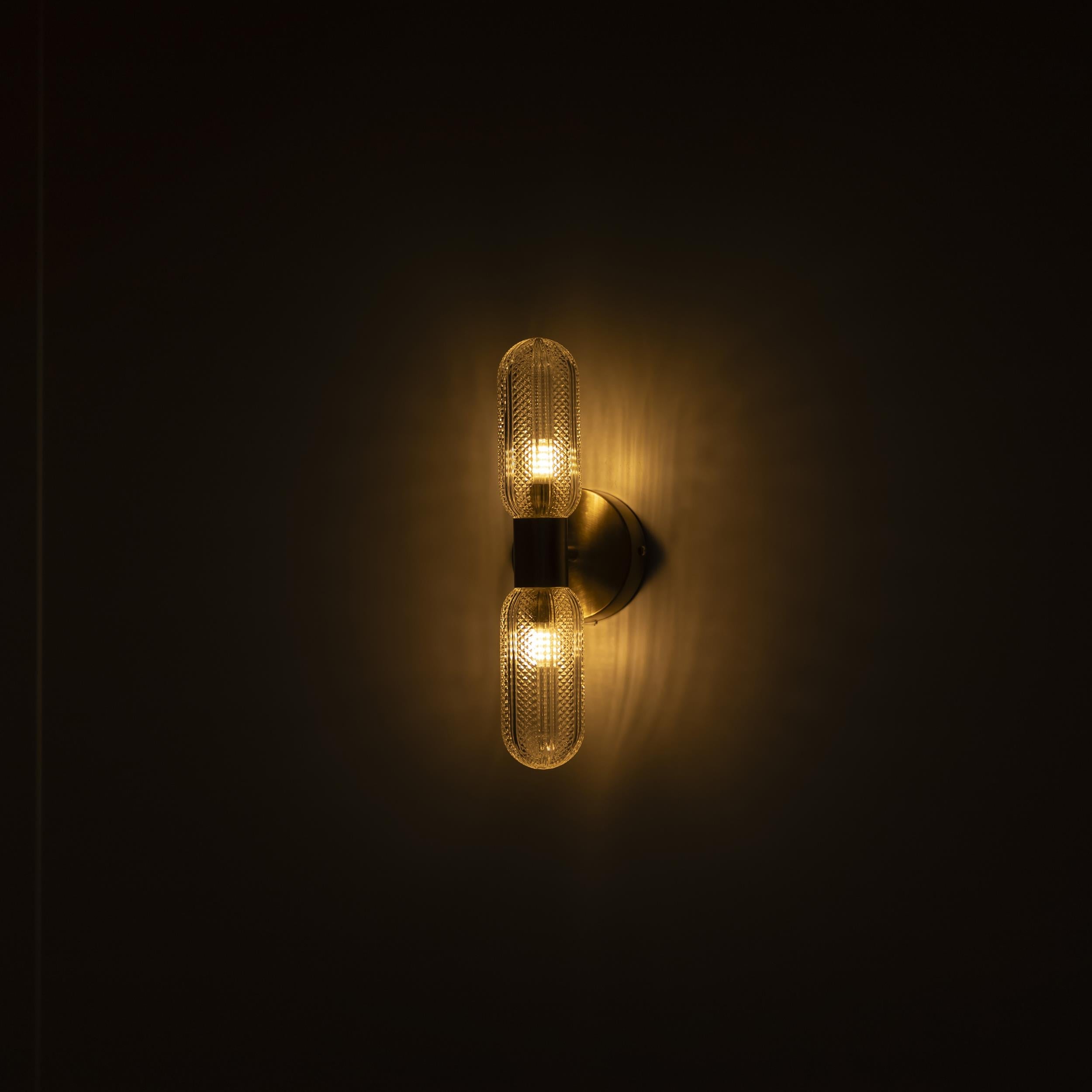 Ottava Set Of 2 Transparent Brushed Bruss Wall Sconce - Heka Lighting & Trading Limited