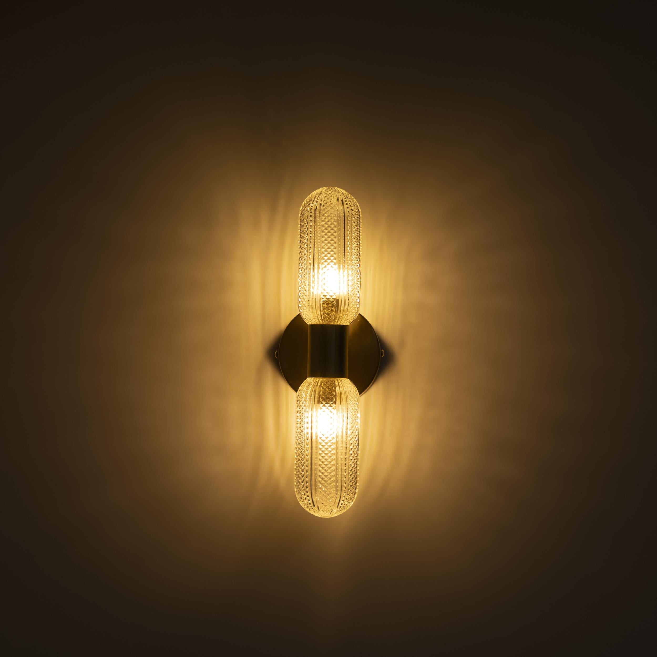 Ottava Set Of 2 Transparent Brushed Bruss Wall Sconce - Heka Lighting & Trading Limited