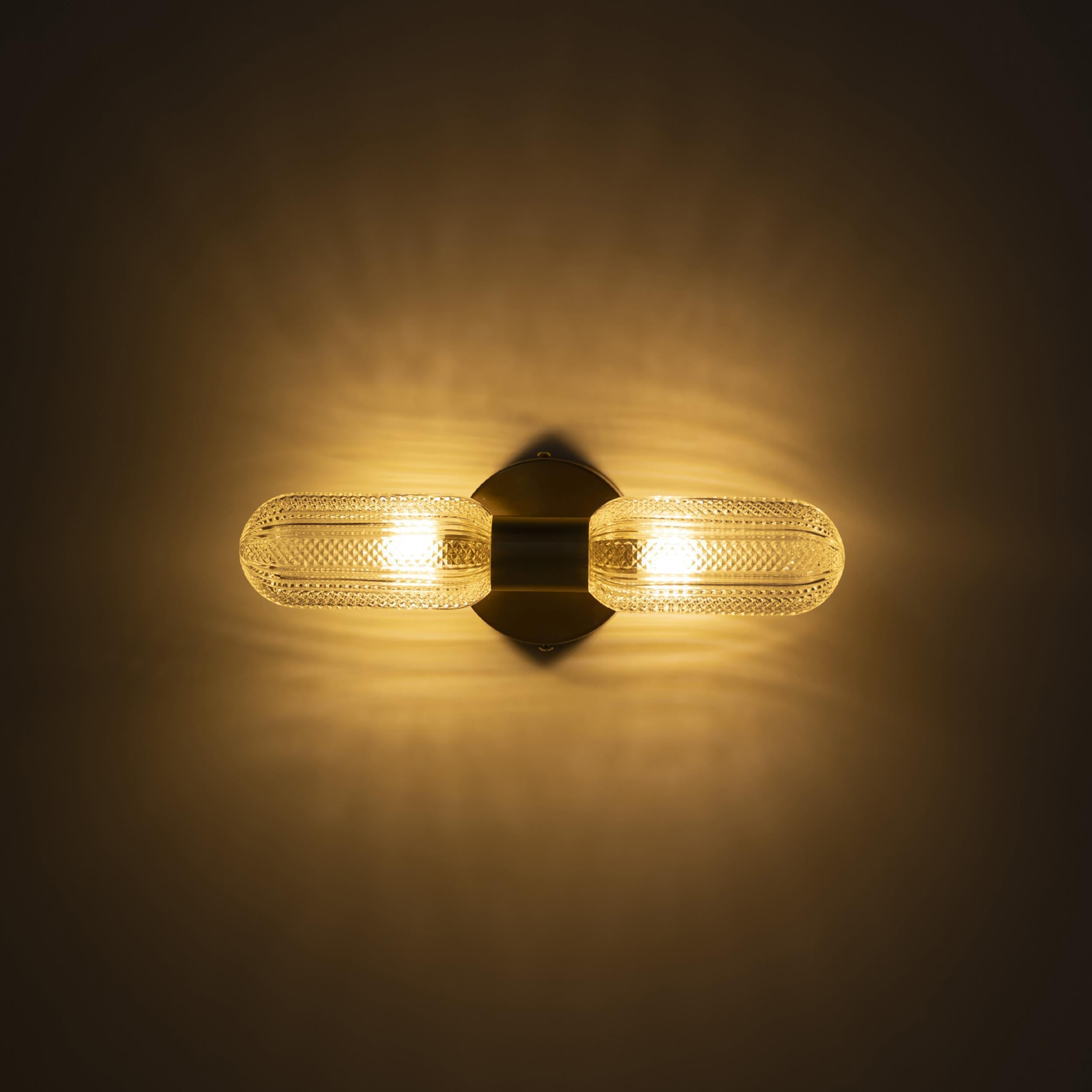 Ottava Set Of 2 Transparent Brushed Bruss Wall Sconce - Heka Lighting & Trading Limited