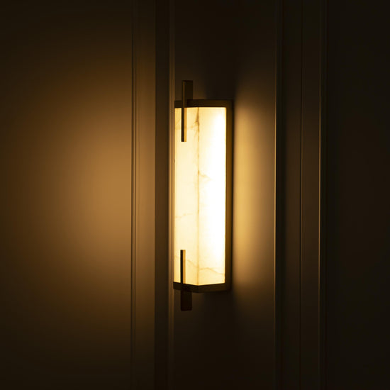 Polaris White Marbled Led Wall Sconce - 60 Cm