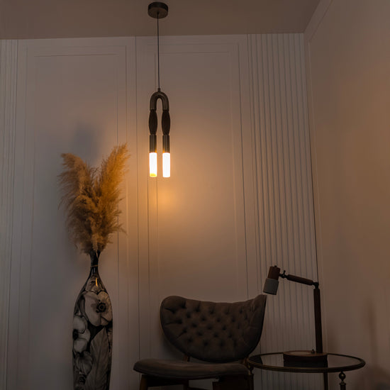 Pony Horse Hair Dark Antique Marble Pendant Light Small Chandelier