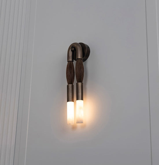 Pony Horse Hair Dark Antique Marble Small Wall Sconce