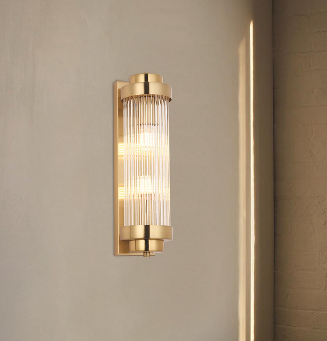 Sümela Brushed Brass Glass Wall Sconce 40 Cm - Heka Lighting & Trading Limited