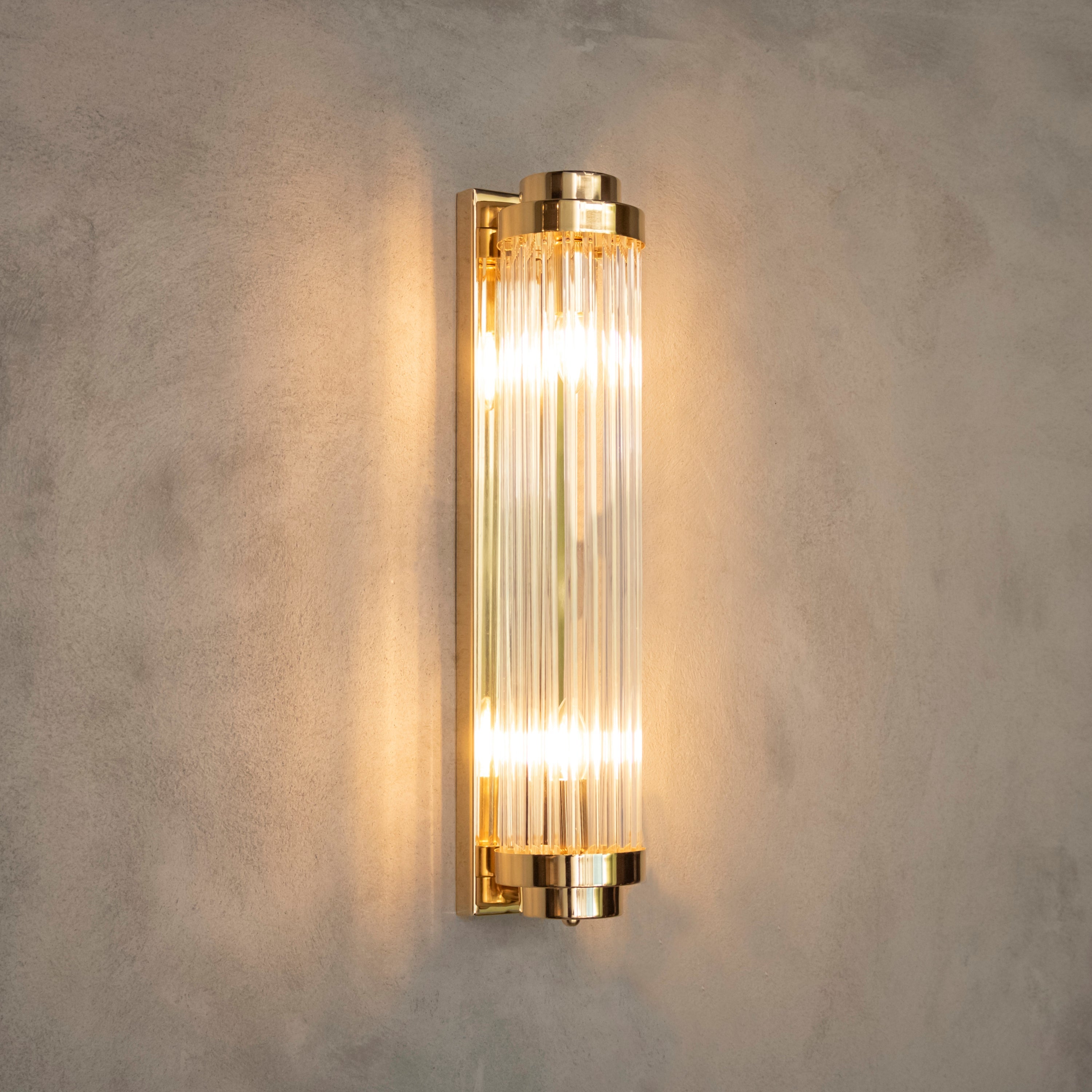Sümela Brushed Brass Glass Wall Sconce 60 Cm - Heka Lighting & Trading Limited